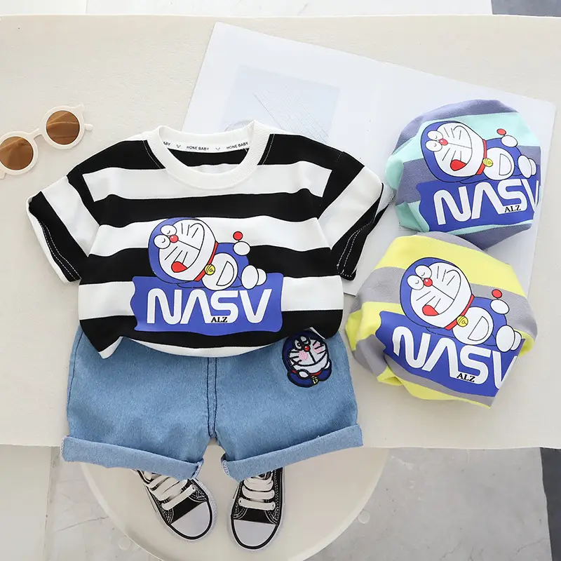 Children's Navy Blue NASA Cotton Shorts Suit Summer — feature 19