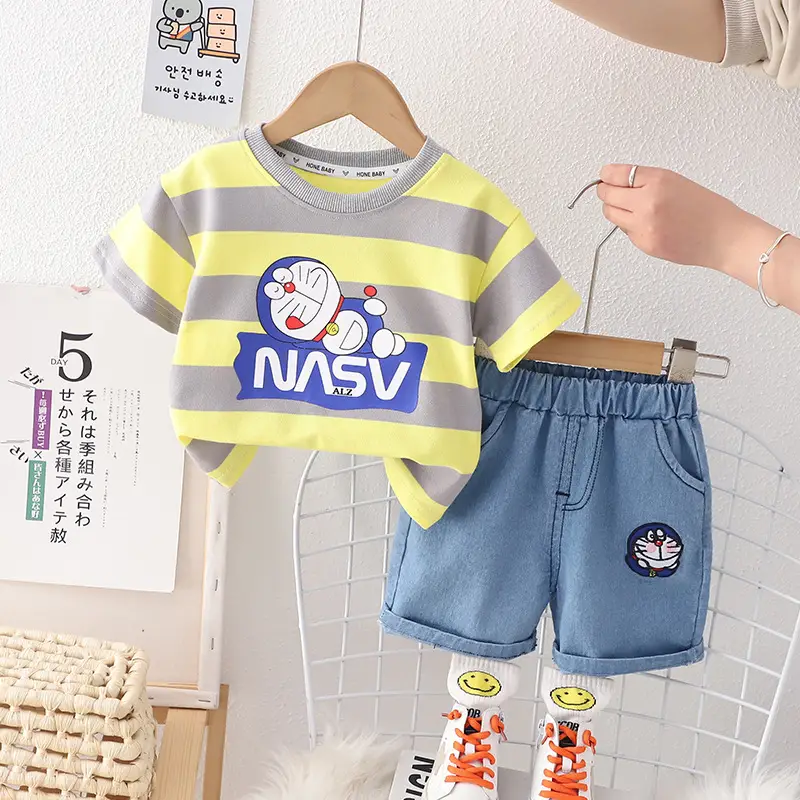 Children's Navy Blue NASA Cotton Shorts Suit Summer — feature 3