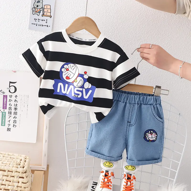 Children's Navy Blue NASA Cotton Shorts Suit Summer — feature 4