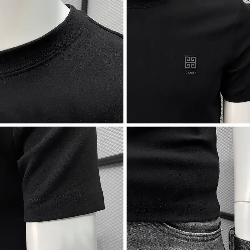 Men Black Slim Fit T-Shirt Summer 2024 - Image 5
