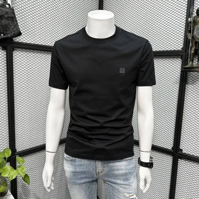Men Black Slim Fit T-Shirt Summer 2024 - Image 3