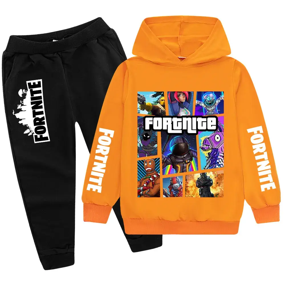 Kids Fortnite Hoodie Pants Set Pink Black Medium Large