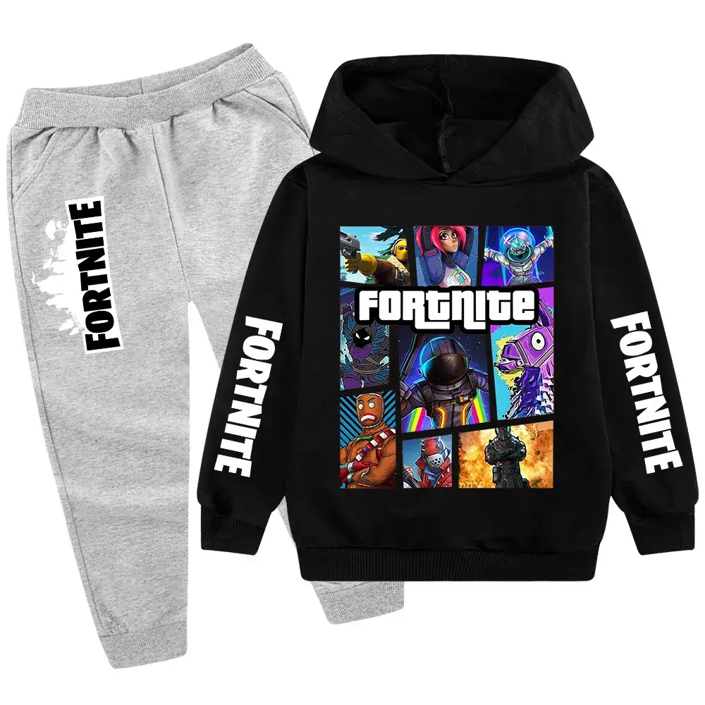 Kids Fortnite Hoodie Pants Set Pink Black Medium Large