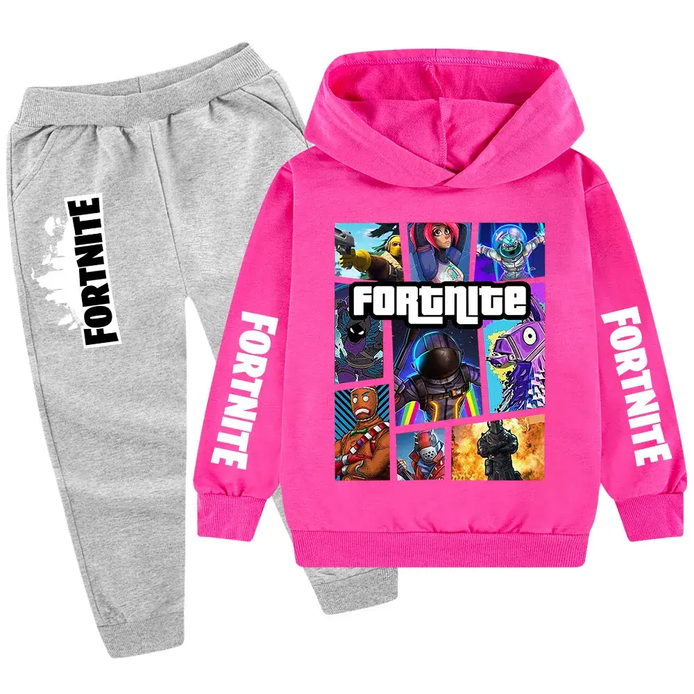 Kids Fortnite Hoodie Pants Set Pink Black Medium Large — feature 16