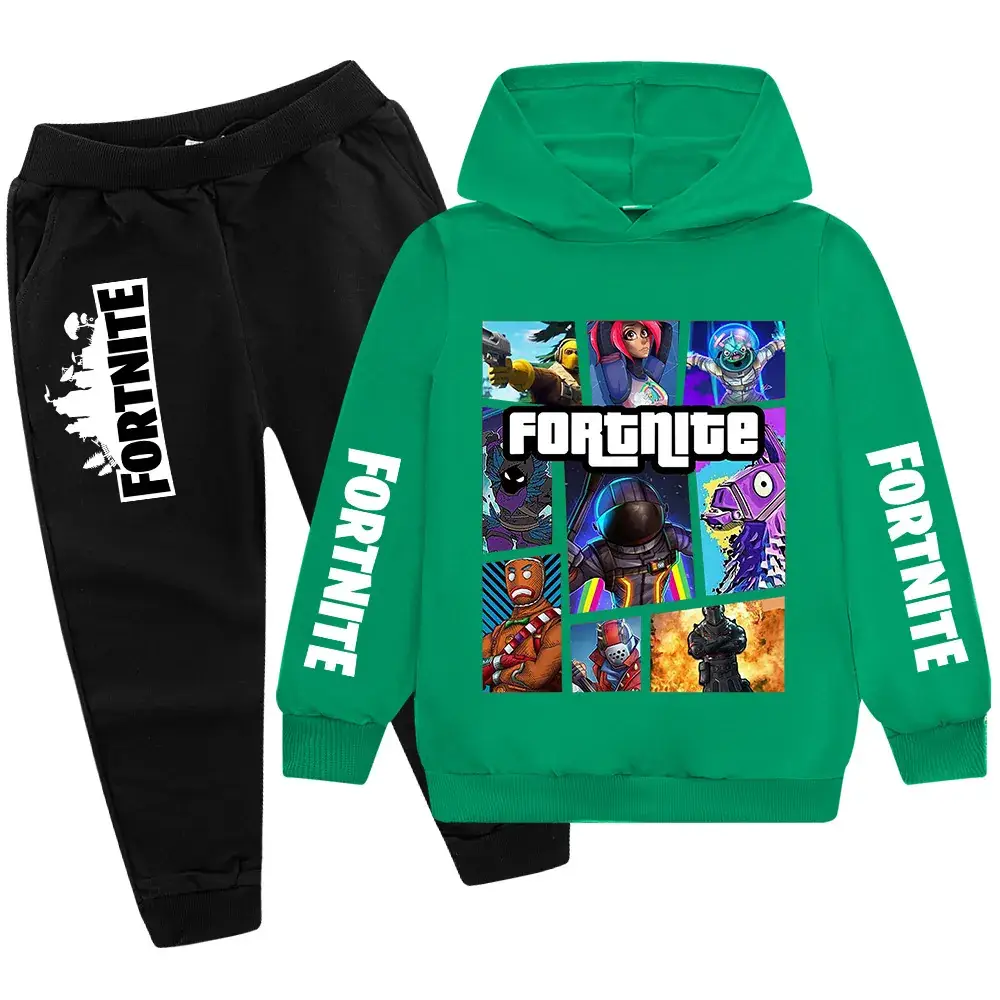 Kids Fortnite Hoodie Pants Set Pink Black Medium Large