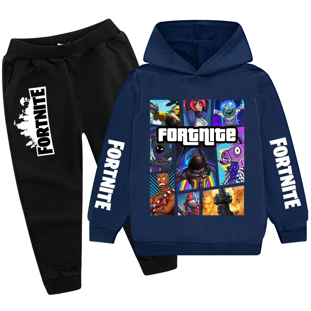 Kids Fortnite Hoodie Pants Set Pink Black Medium Large