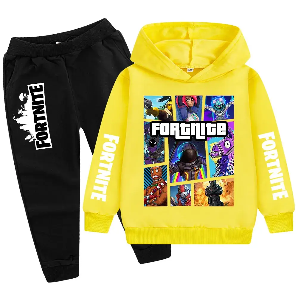 Kids Fortnite Hoodie Pants Set Pink Black Medium Large