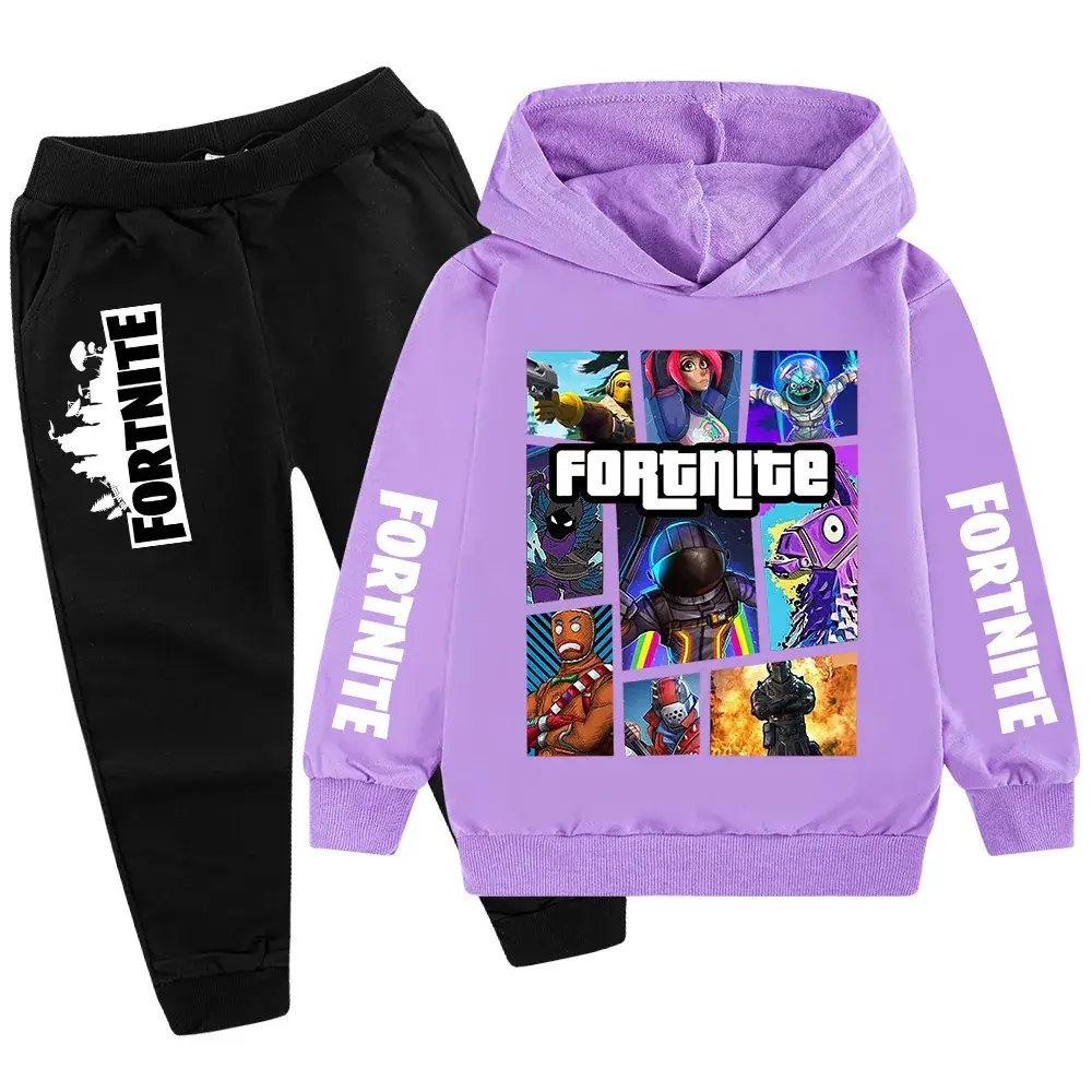Kids Fortnite Hoodie Pants Set Pink Black Medium Large