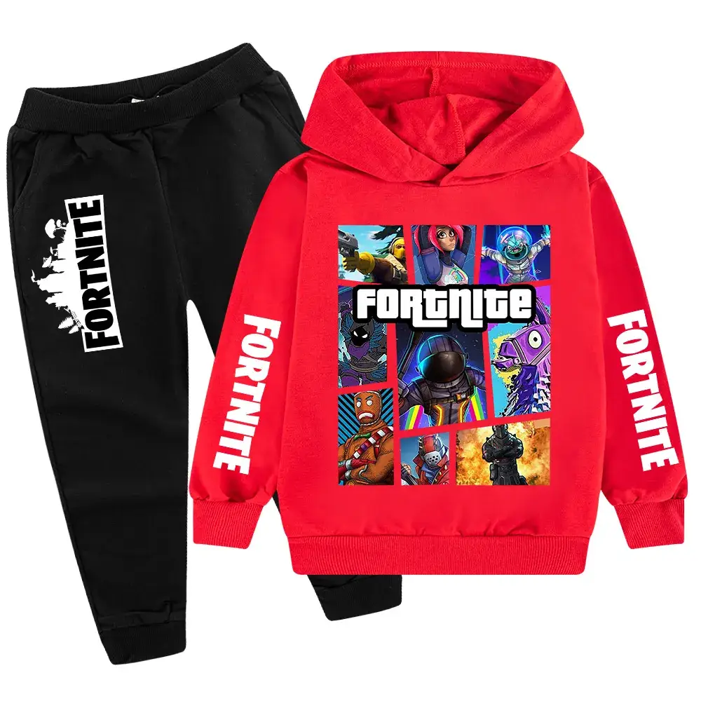 Kids Fortnite Hoodie Pants Set Pink Black Medium Large