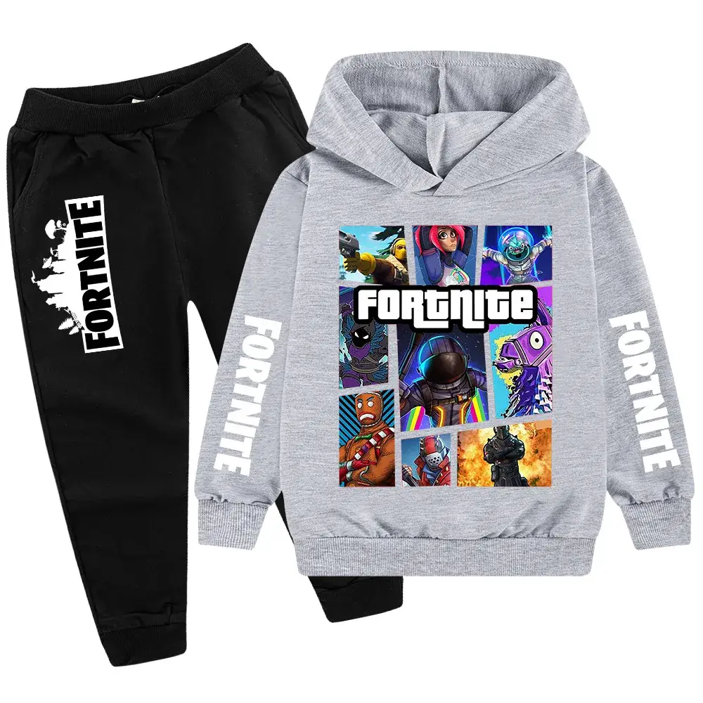 Kids Fortnite Hoodie Pants Set Pink Black Medium Large