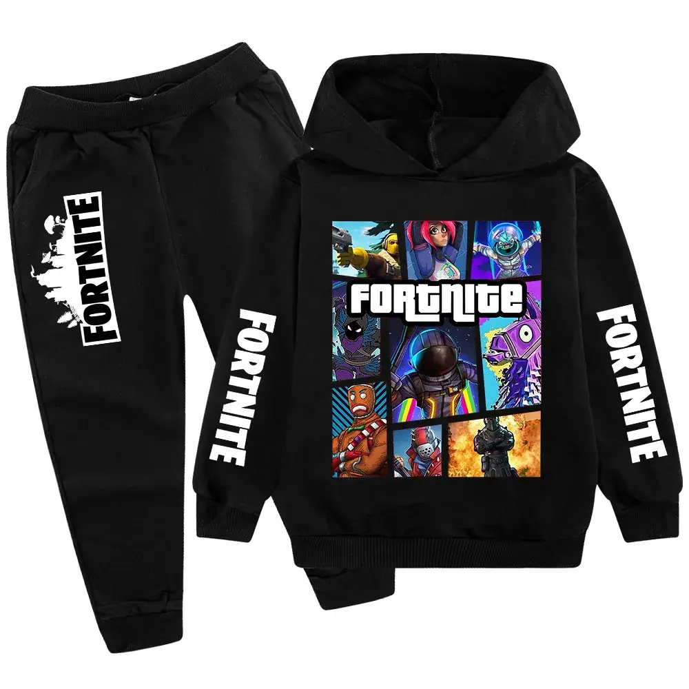 Kids Fortnite Hoodie Pants Set Pink Black Medium Large