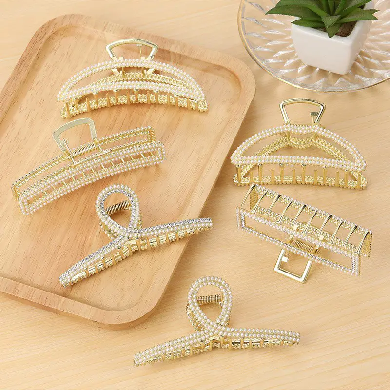 Gold Rhinestone Hair Clips for Women