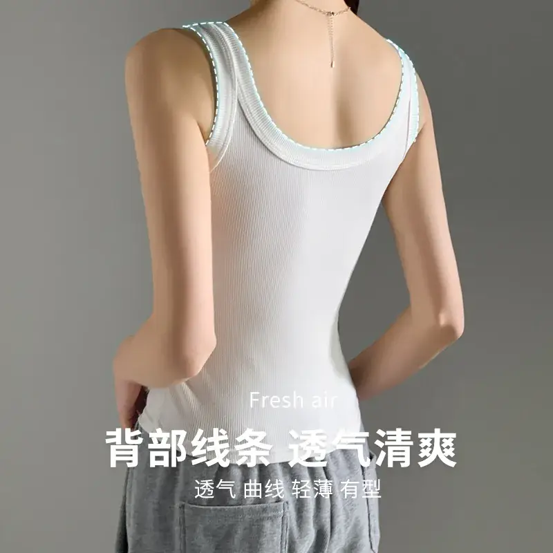 Women's New Summer Threaded Sleeveless Vest Large Size - Image 11