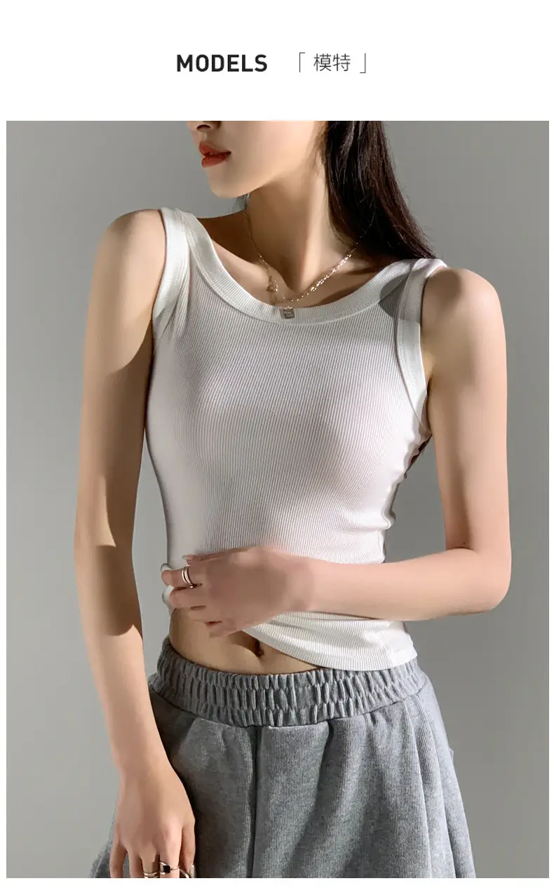 Women's New Summer Threaded Sleeveless Vest Large Size — feature 20
