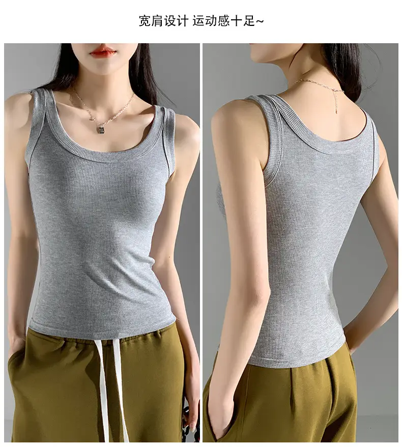 Women's New Summer Threaded Sleeveless Vest Large Size — feature 23