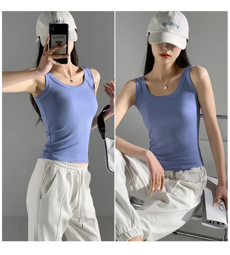 Women's New Summer Threaded Sleeveless Vest Large Size — feature 29