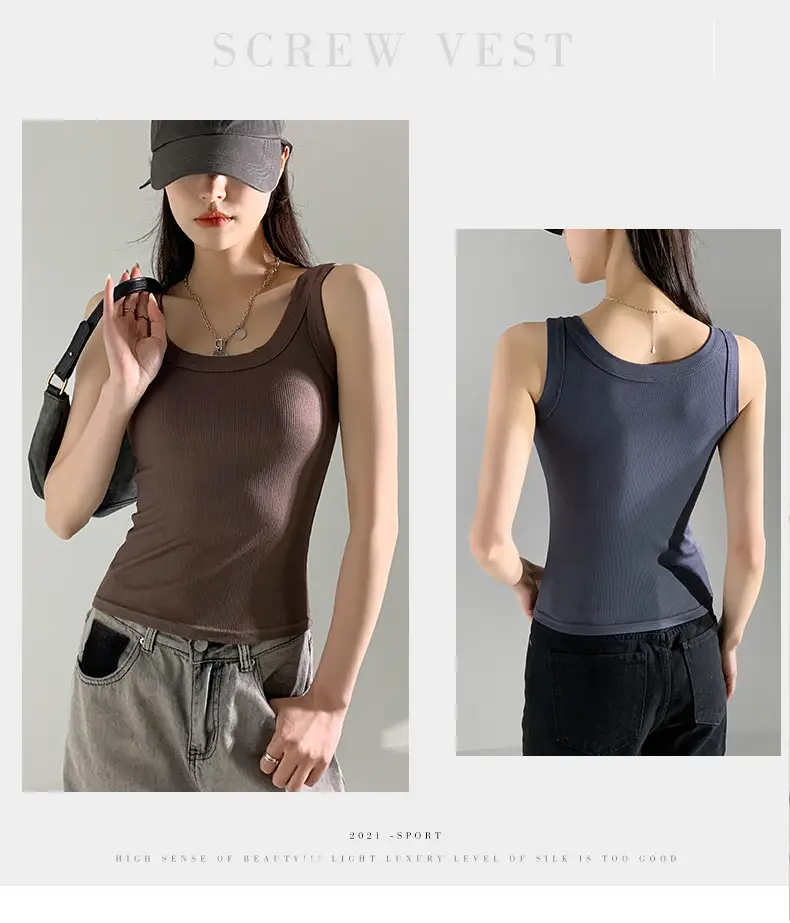 Women's New Summer Threaded Sleeveless Vest Large Size — feature 5