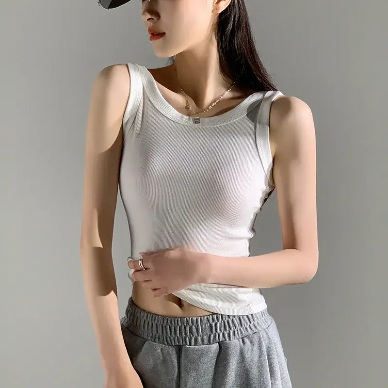 Women's New Summer Threaded Sleeveless Vest Large Size - Image 2