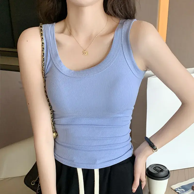 Women's New Summer Threaded Sleeveless Vest Large Size - Image 8