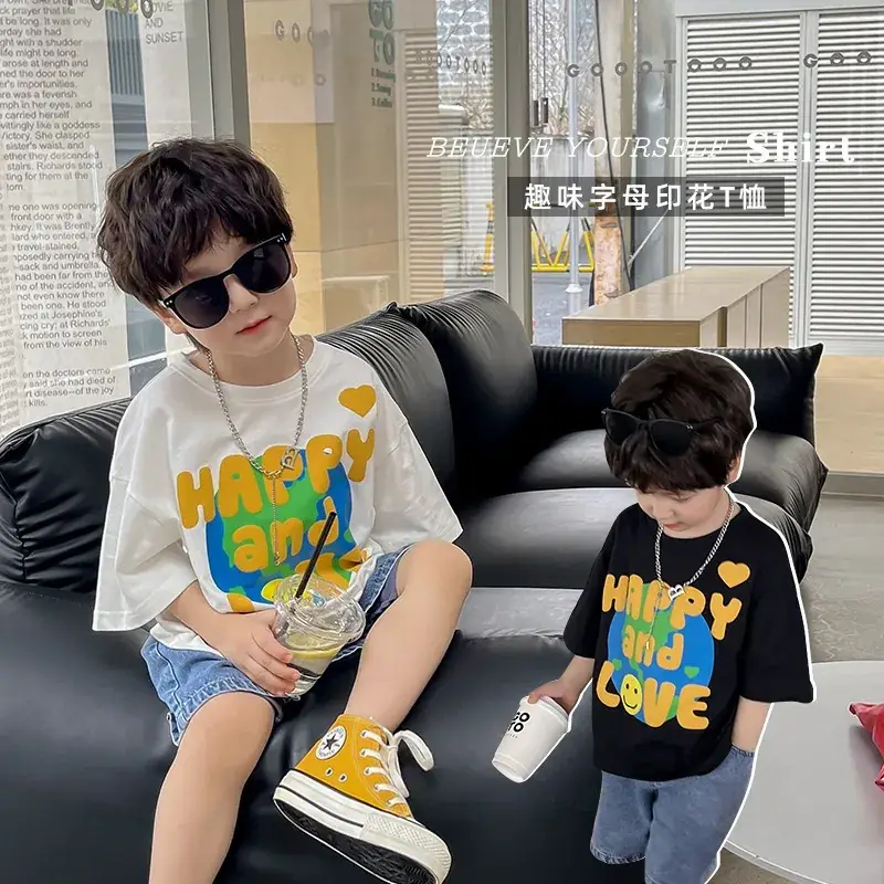 Boys Korean Style T-Shirt Summer 2023 Middle & Big - Image 3