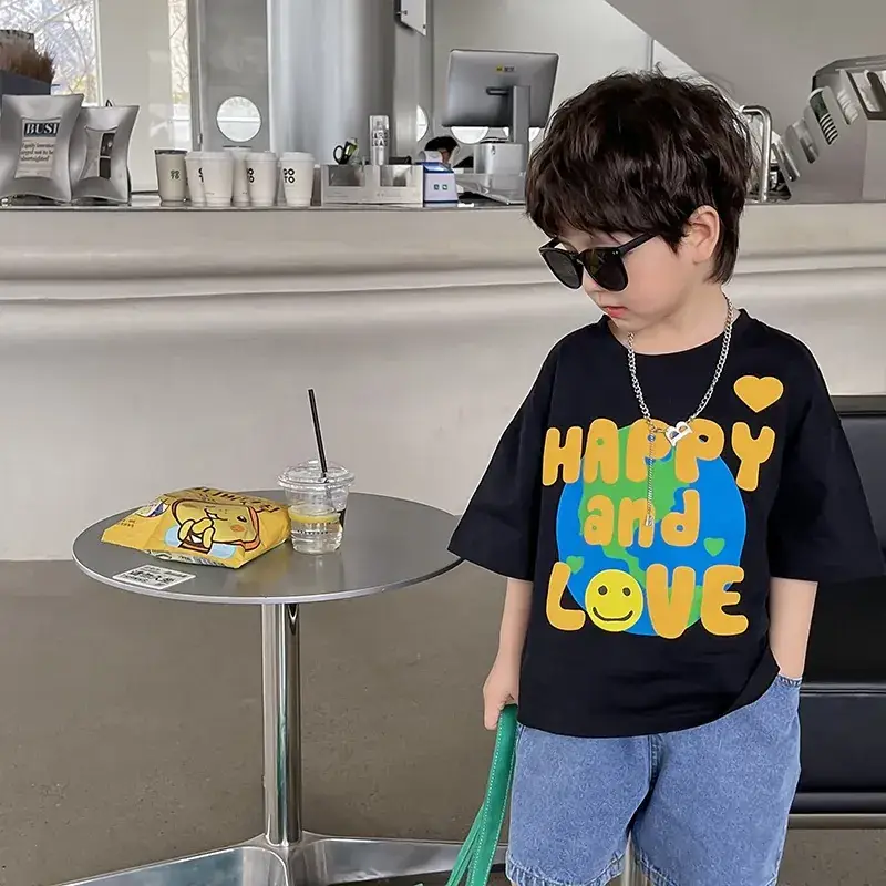 Boys Korean Style T-Shirt Summer 2023 Middle & Big - Image 2