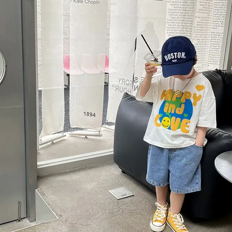 Boys Korean Style T-Shirt Summer 2023 Middle & Big - Image 4
