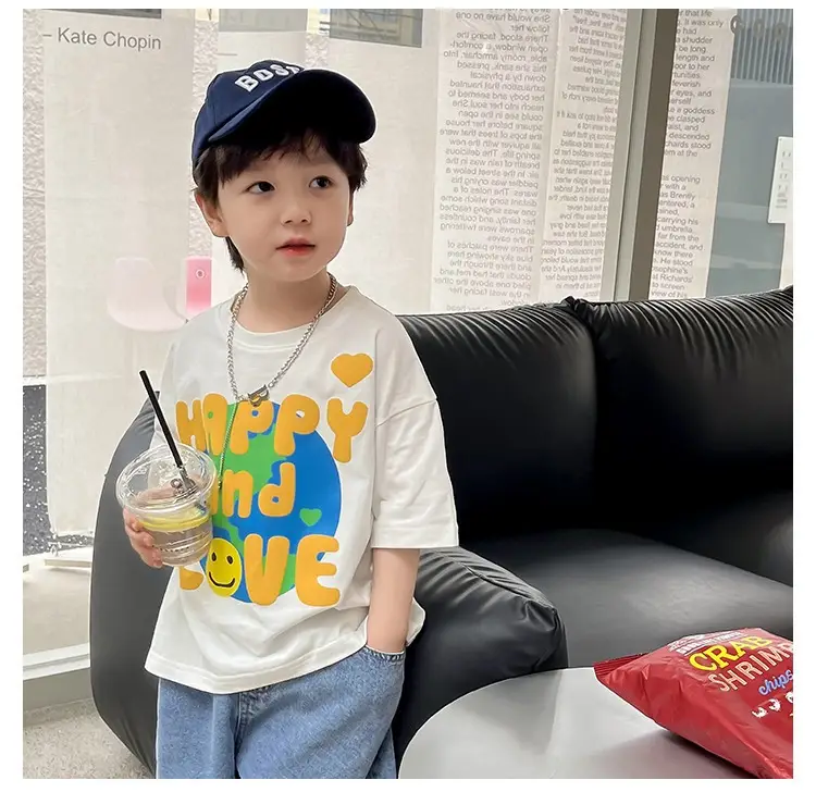 Boys Korean Style T-Shirt Summer 2023 Middle & Big — feature 15