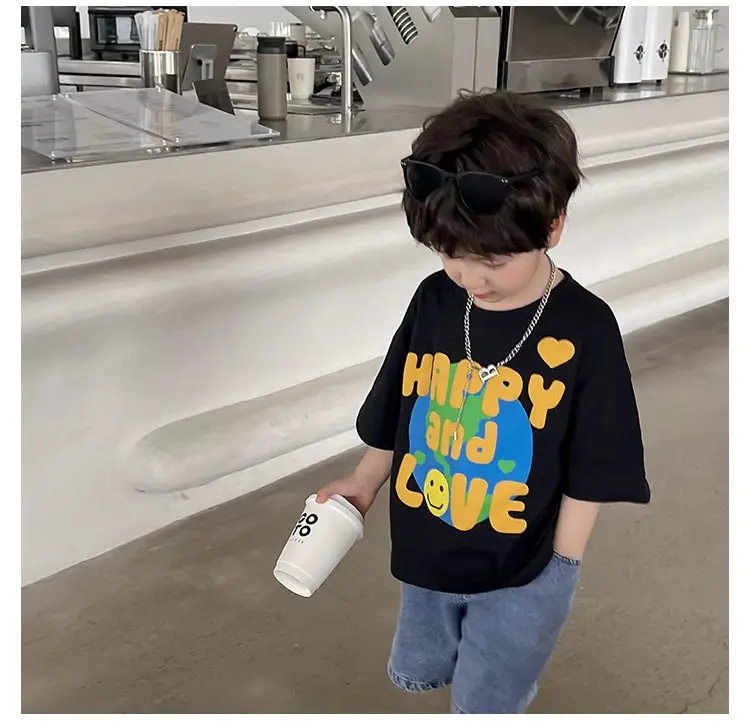 Boys Korean Style T-Shirt Summer 2023 Middle & Big — feature 17