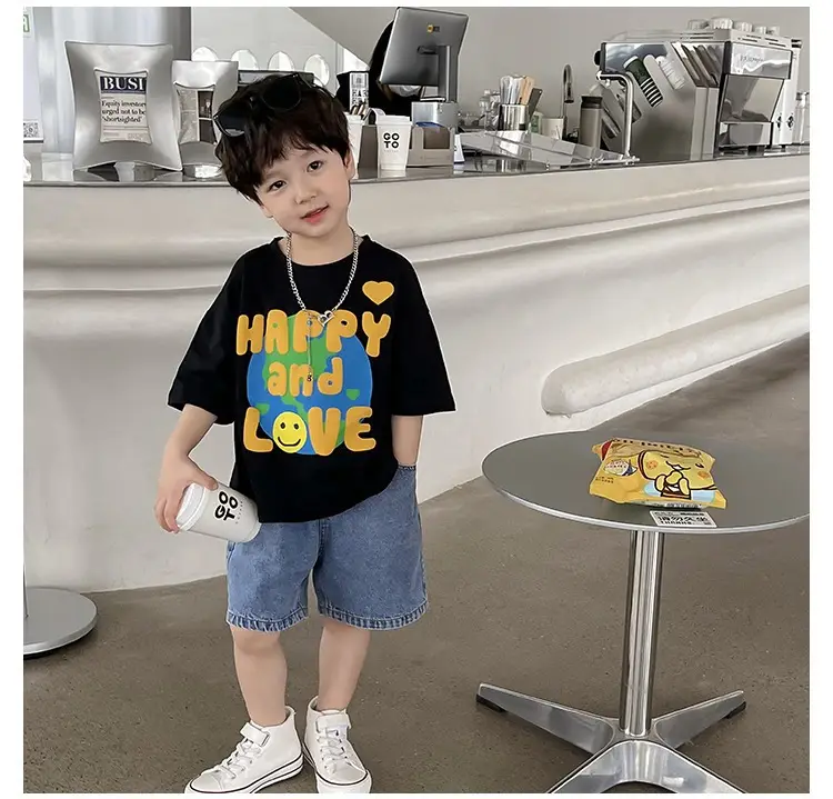 Boys Korean Style T-Shirt Summer 2023 Middle & Big — feature 21