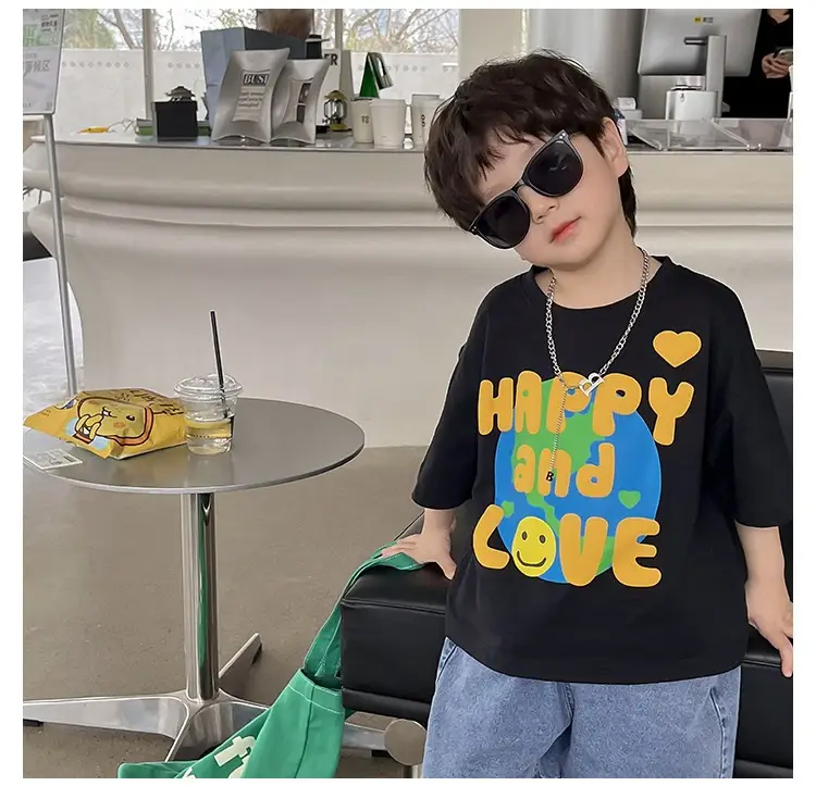 Boys Korean Style T-Shirt Summer 2023 Middle & Big — feature 24