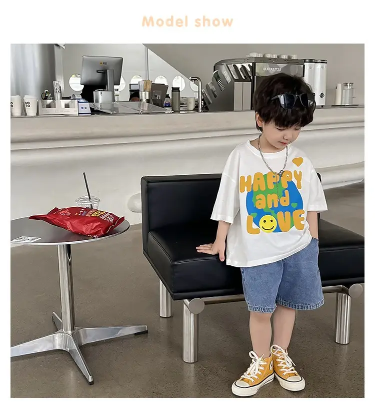 Boys Korean Style T-Shirt Summer 2023 Middle & Big — feature 9