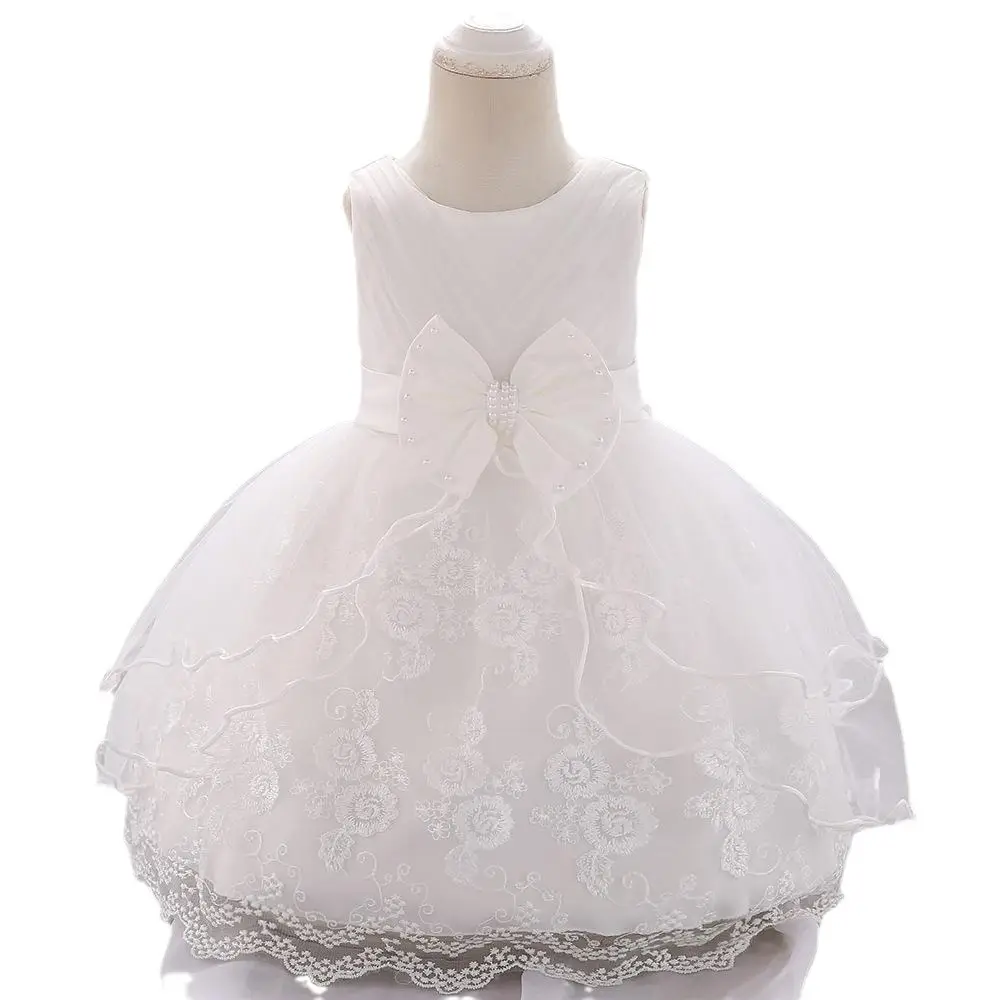 Pink Baby Princess Dress with Beads and Bows - Image 9