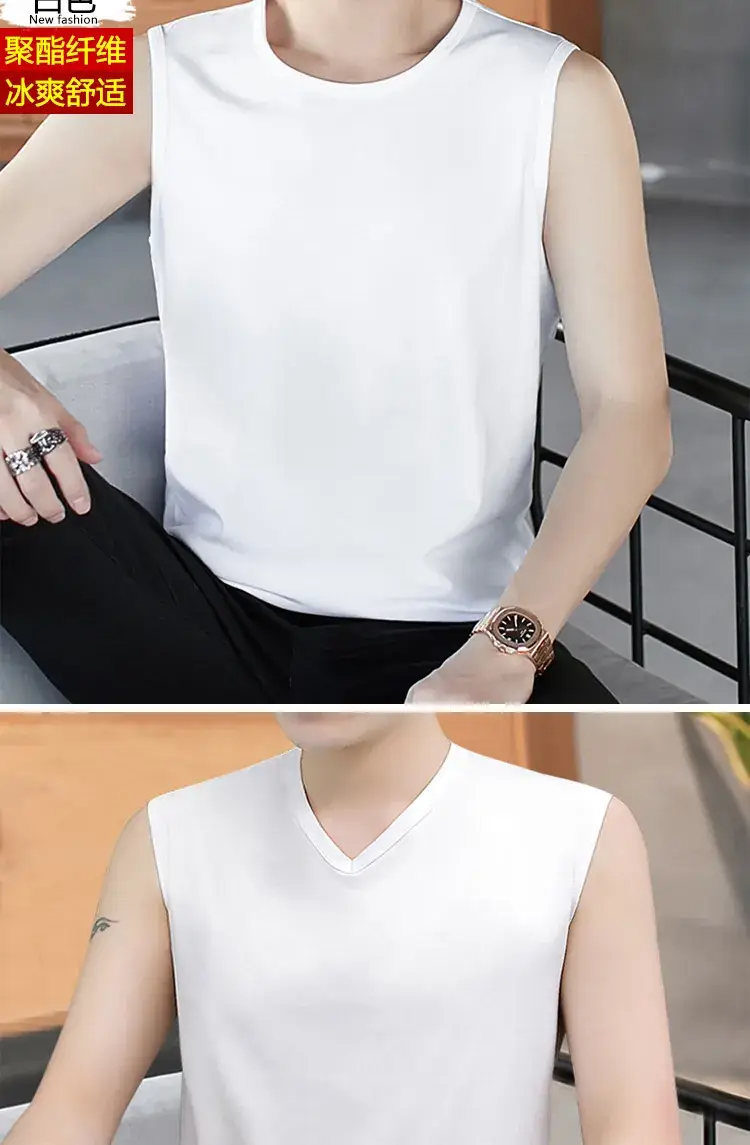 Men V-neck Sleeveless Vest Dark Green Slim Fit — feature 10