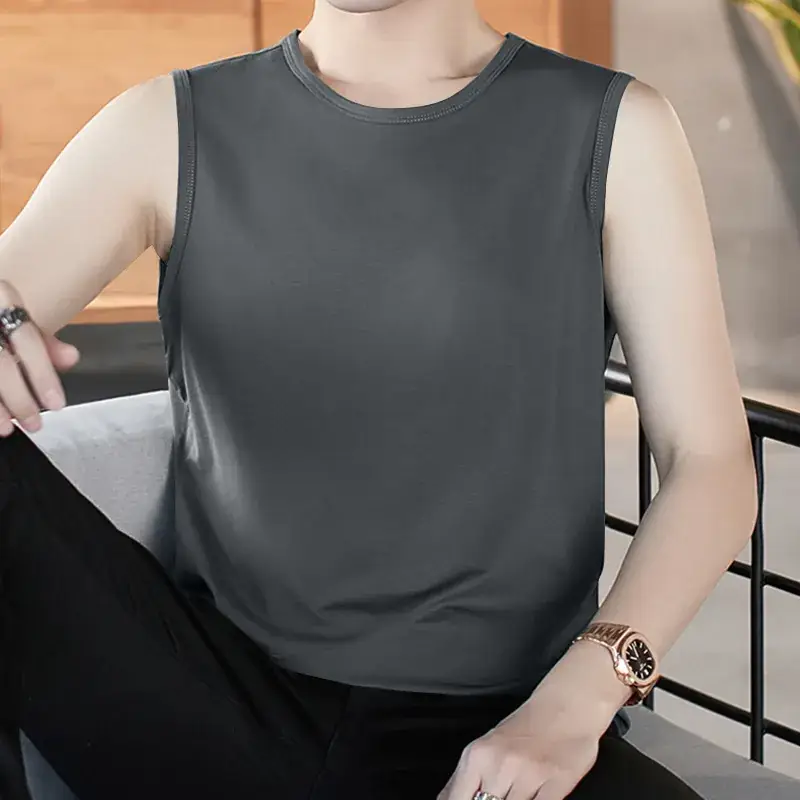 Men V-neck Sleeveless Vest Dark Green Slim Fit - Image 3
