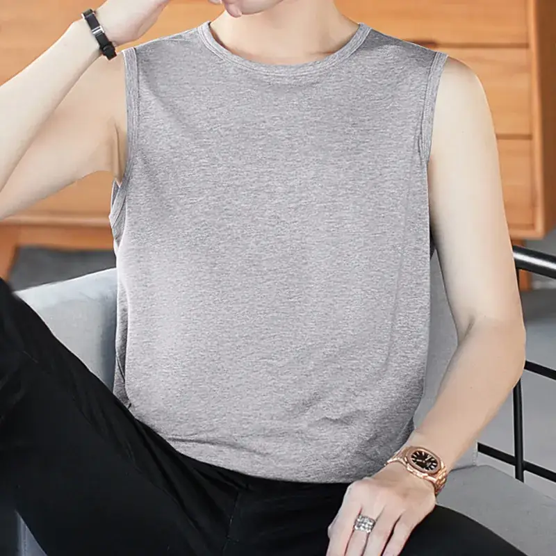 Men V-neck Sleeveless Vest Dark Green Slim Fit - Image 4