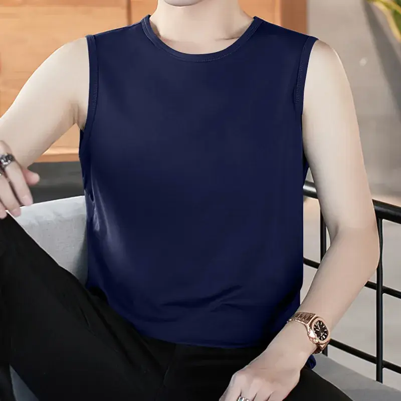 Men V-neck Sleeveless Vest Dark Green Slim Fit - Image 5