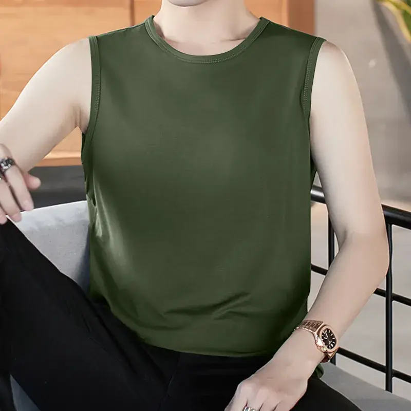 Men V-neck Sleeveless Vest Dark Green Slim Fit - Image 7