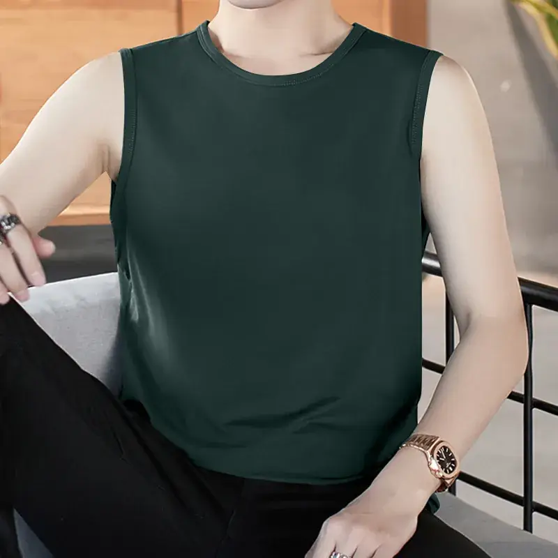 Men V-neck Sleeveless Vest Dark Green Slim Fit - Image 8