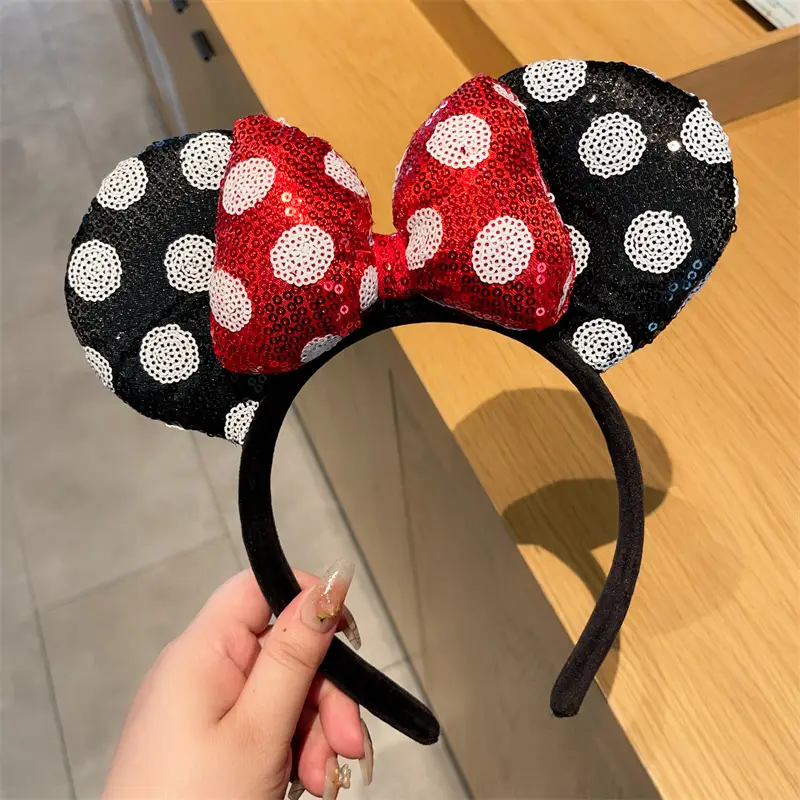 Minnie Mouse Sequins Headband Red Black Cartoon - Image 8