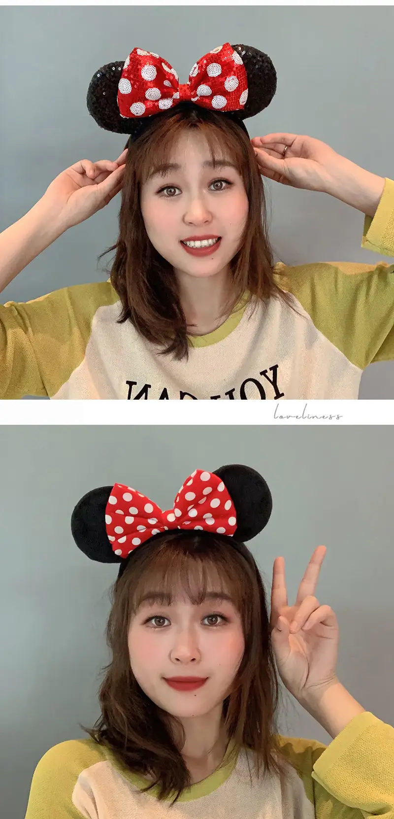 Minnie Mouse Sequins Headband Red Black Cartoon — feature 3