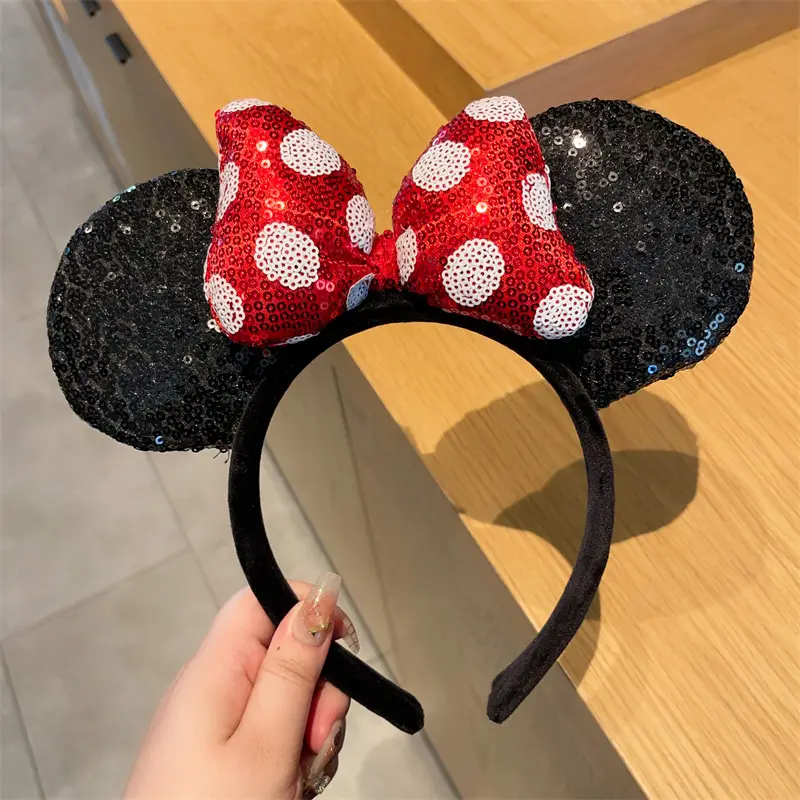 Minnie Mouse Sequins Headband Red Black Cartoon - Image 2