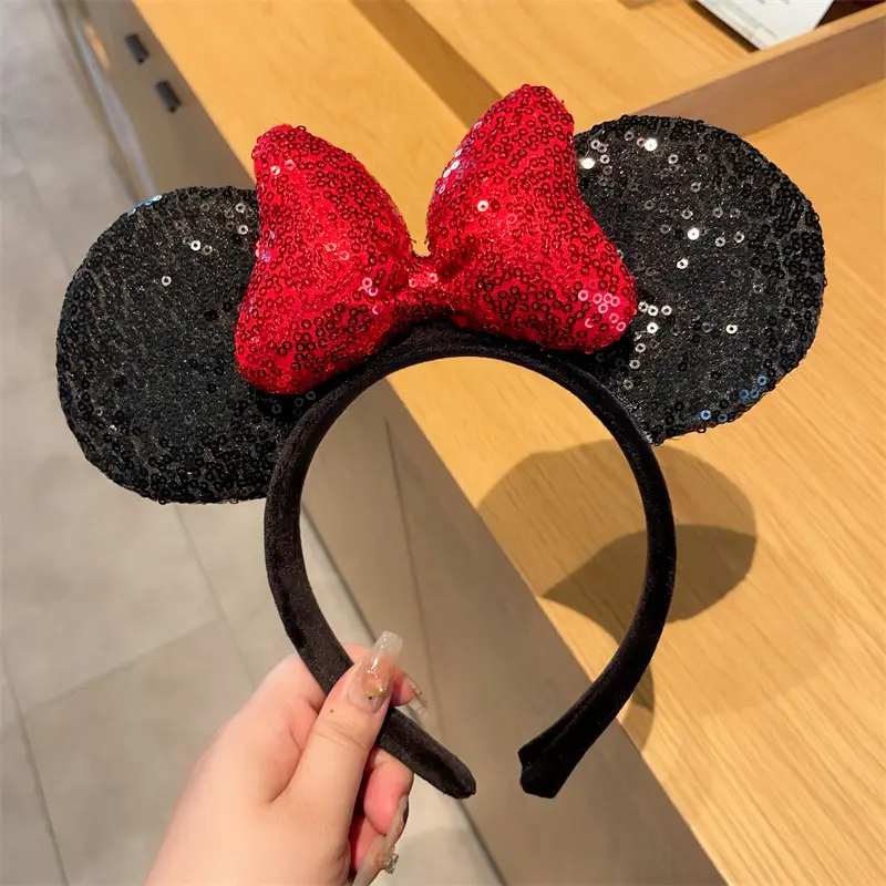 Minnie Mouse Sequins Headband Red Black Cartoon - Image 3