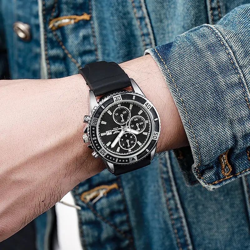 2023 Men's Silicone Quartz Watch with Three-Eye Design - Image 6