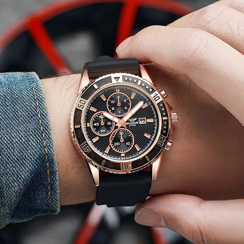 2023 Men's Silicone Quartz Watch with Three-Eye Design — feature 2