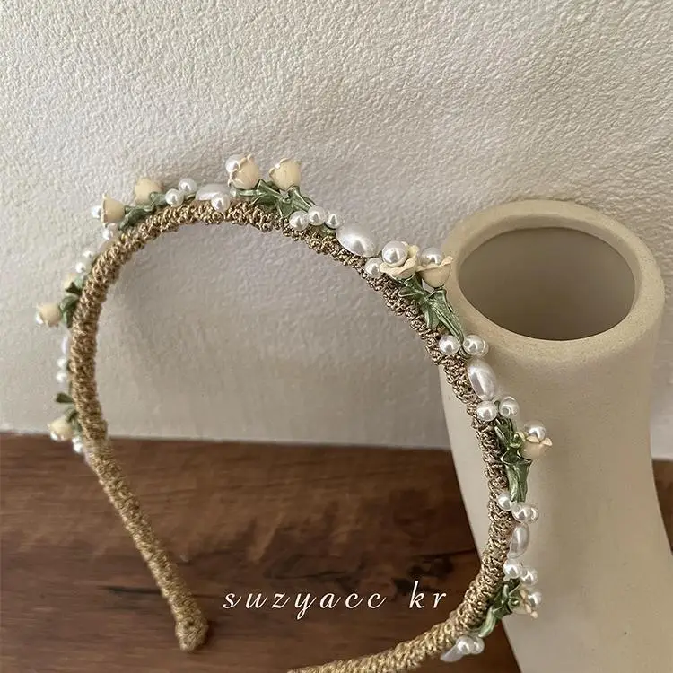 Pearl Hairband with Rhinestones for Women