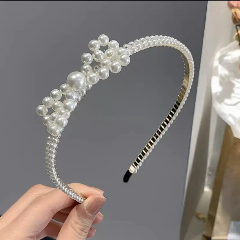 Pearl Hairband with Rhinestones for Women
