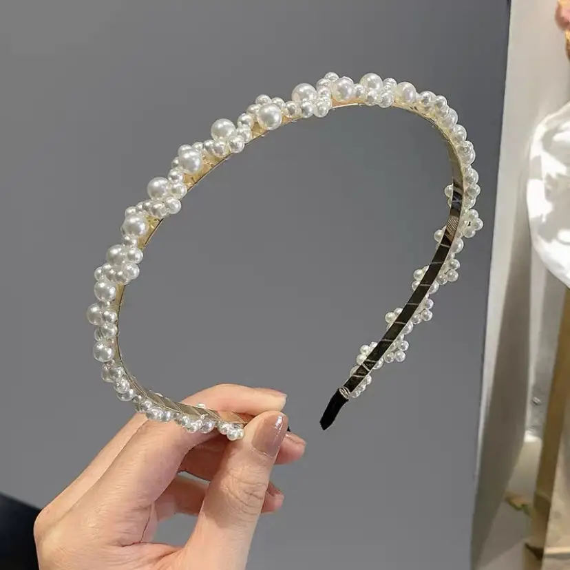 Pearl Hairband with Rhinestones for Women