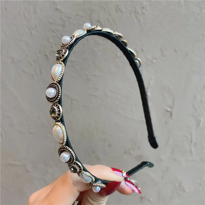 Pearl Hairband with Rhinestones for Women