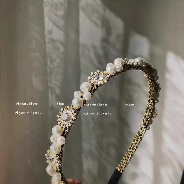 Pearl Hairband with Rhinestones for Women