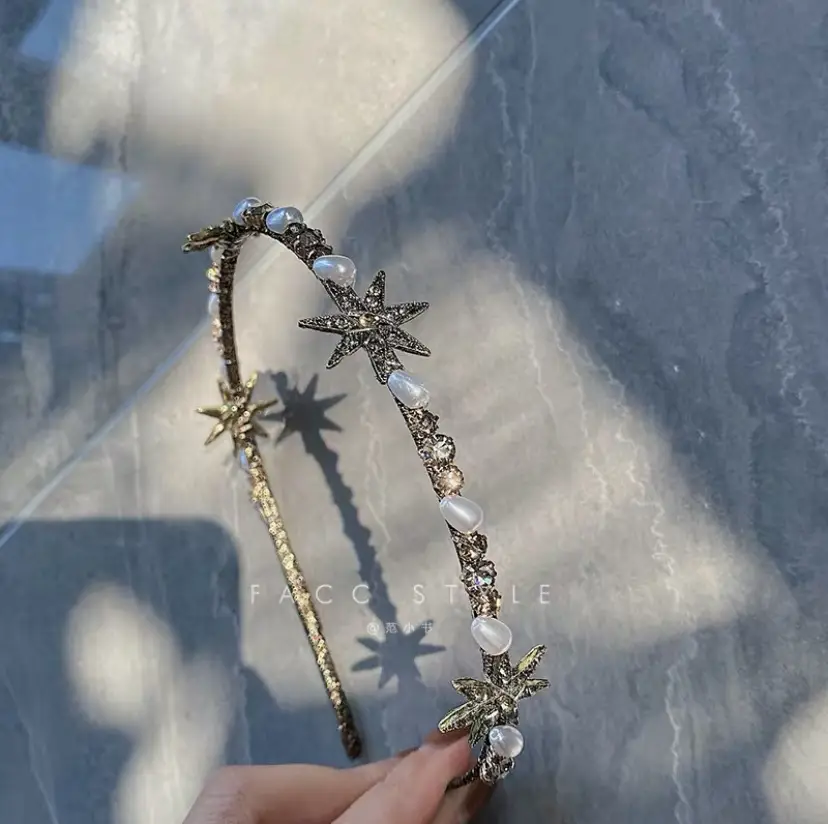 Pearl Hairband with Rhinestones for Women